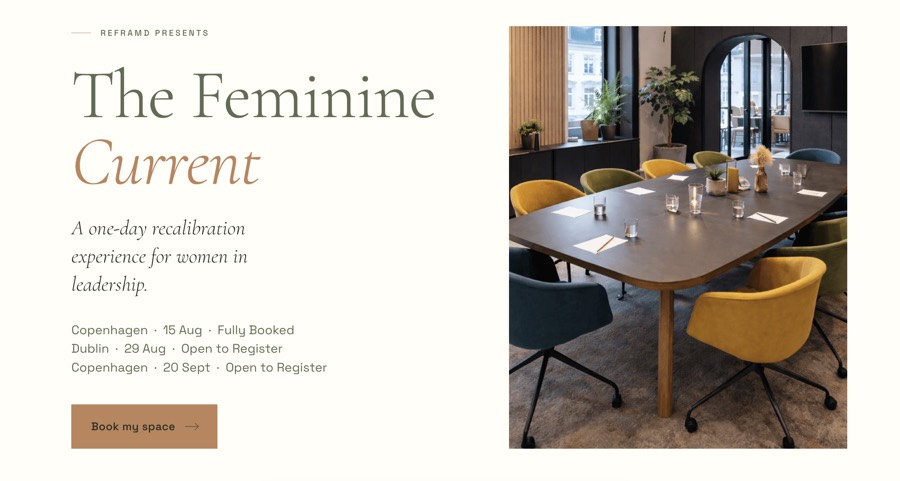 The Feminine Current event sales page