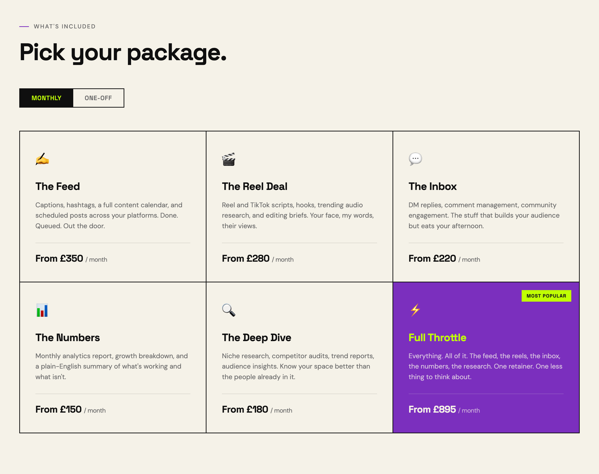 Social media manager website example