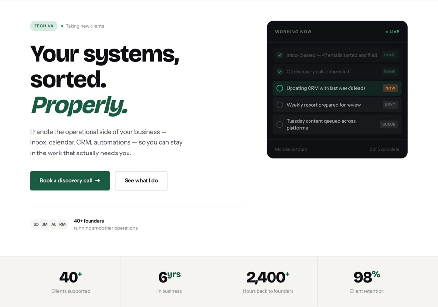 Tech virtual assistant website example